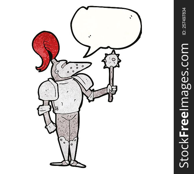 freehand speech bubble textured cartoon medieval knight