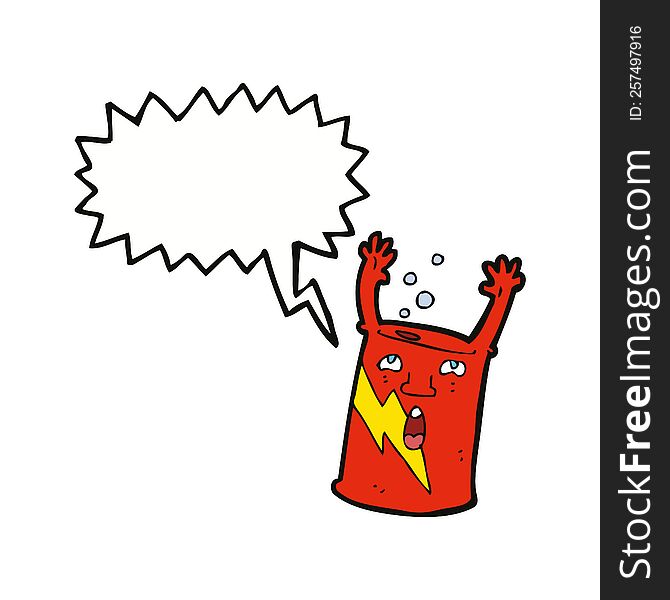 Cartoon Soda Can Character With Speech Bubble