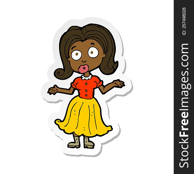 sticker of a cartoon confused girl