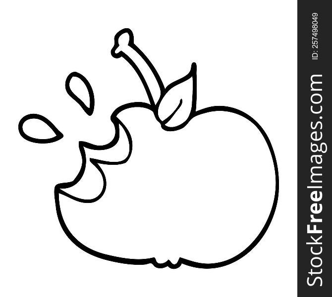 line drawing cartoon juicy bitten apple