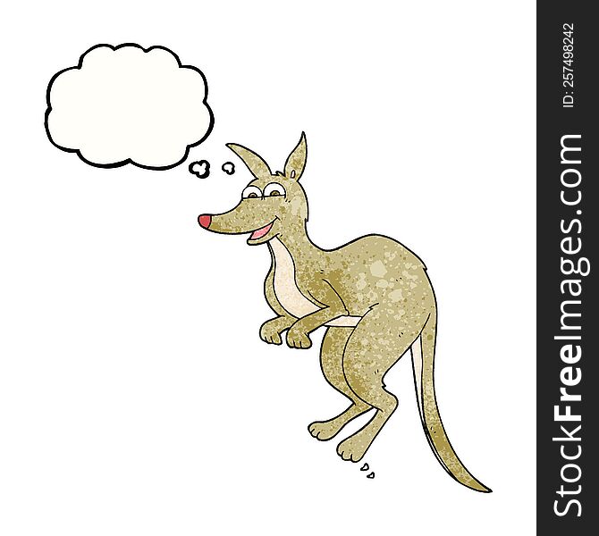 freehand drawn thought bubble textured cartoon kangaroo