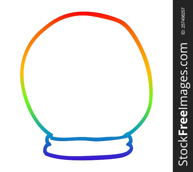 rainbow gradient line drawing of a cartoon crystal ball