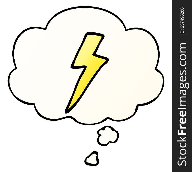 cartoon lightning bolt with thought bubble in smooth gradient style