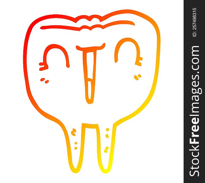 Warm Gradient Line Drawing Cartoon Happy Tooth