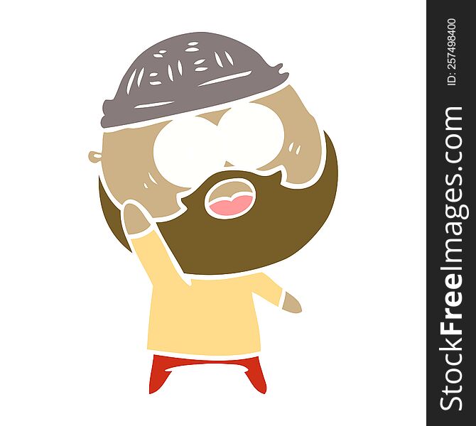 flat color style cartoon bearded man holding up hand