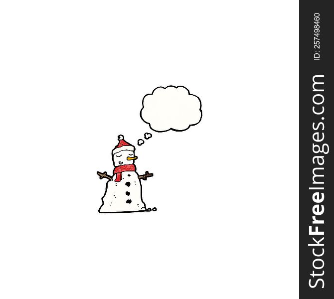 cartoon snowman with thought bubble