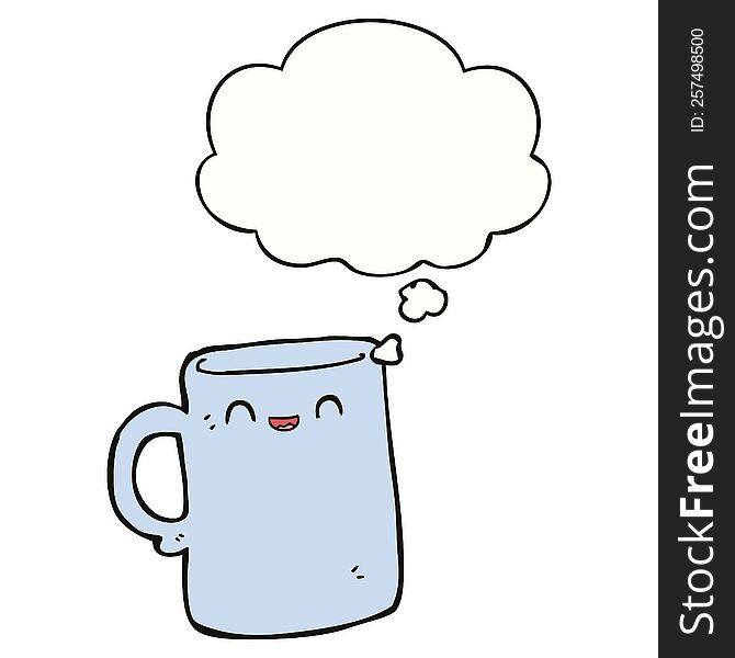 cartoon mug with thought bubble. cartoon mug with thought bubble