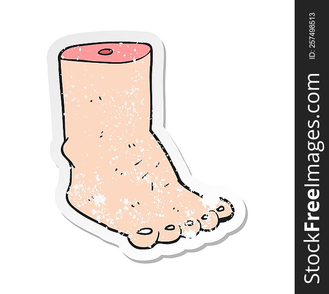 retro distressed sticker of a cartoon foot