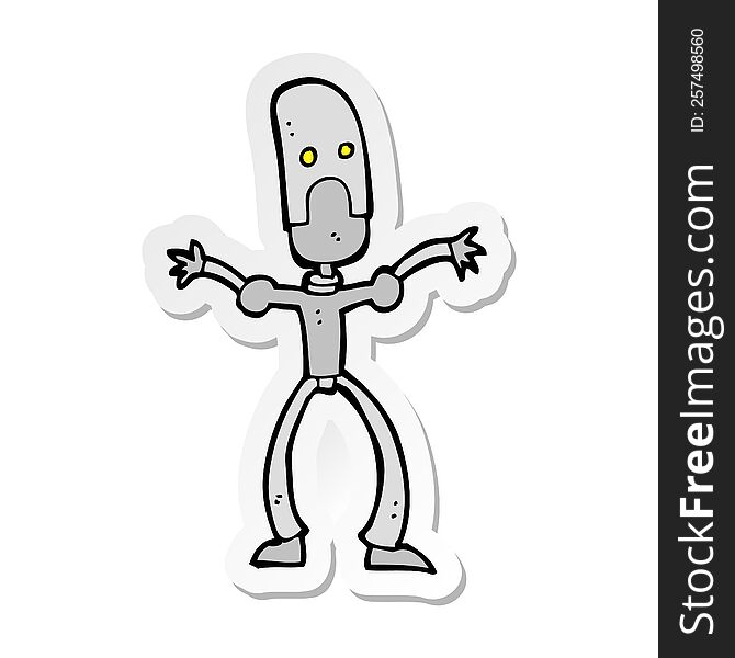 sticker of a cartoon funny robot