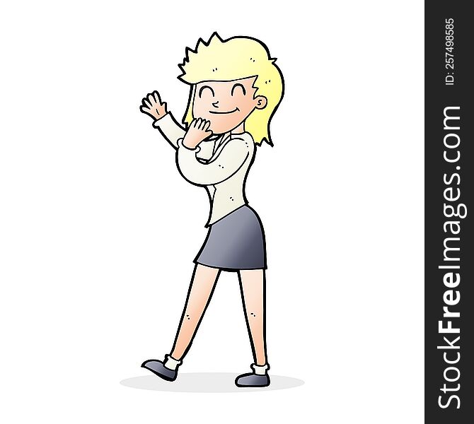 cartoon happy businesswoman