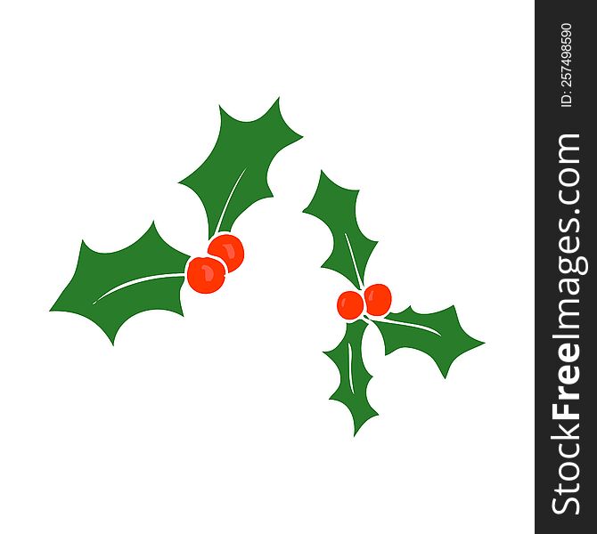 flat color illustration of christmas holly. flat color illustration of christmas holly