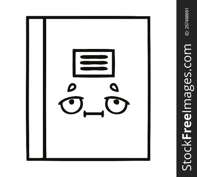 line drawing cartoon of a notebook