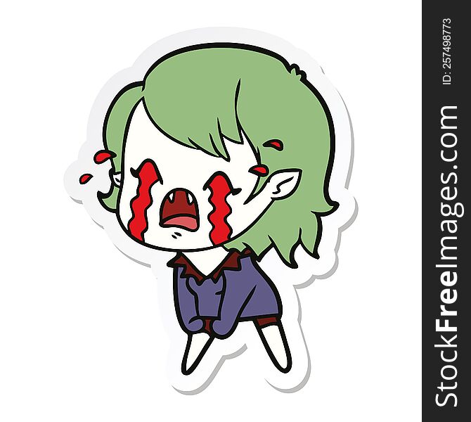 Sticker Of A Cartoon Crying Vampire Girl