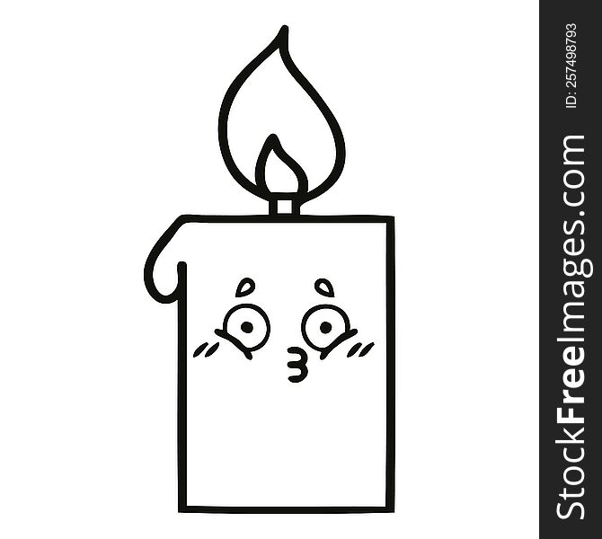 Line Drawing Cartoon Lit Candle