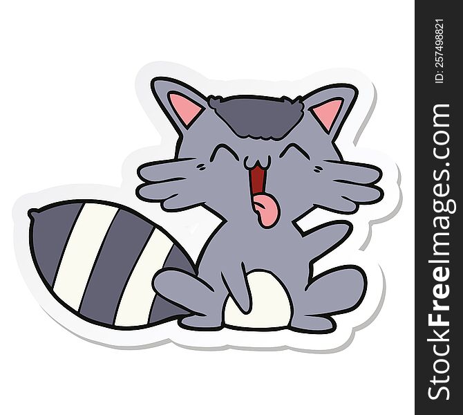 sticker of a cute cartoon raccoon