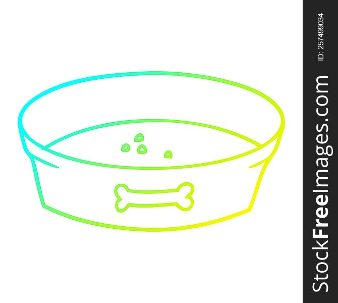 cold gradient line drawing of a cartoon empty dog food bowl