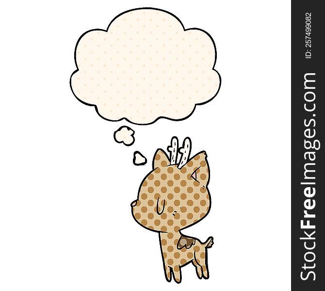 cartoon deer with thought bubble in comic book style