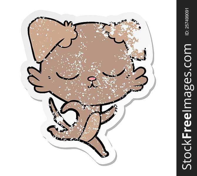 distressed sticker of a cute cartoon dog running