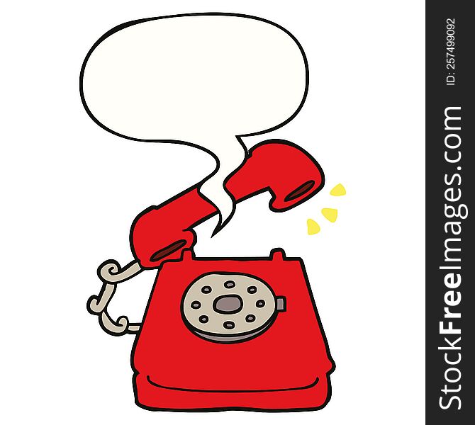 Cartoon Ringing Telephone And Speech Bubble