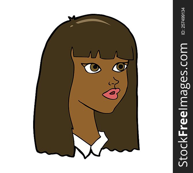 Cartoon Pretty Girl With Long Hair