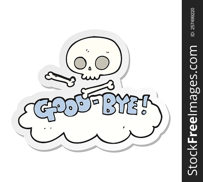 sticker of a cartoon good-bye symbol