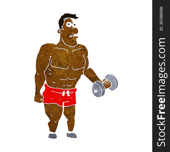 Cartoon Man Lifting Weights