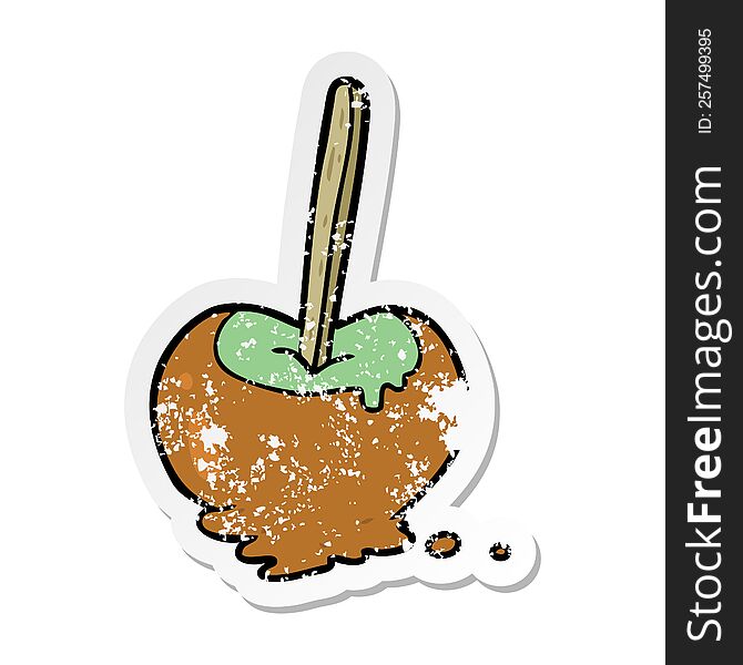 Distressed Sticker Of A Cartoon Toffee Apple