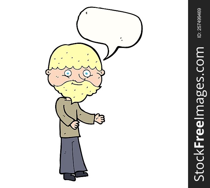 Cartoon Happy Bearded Man With Speech Bubble