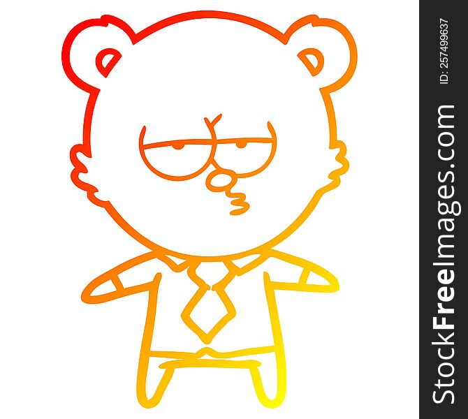 warm gradient line drawing of a bear boss cartoon