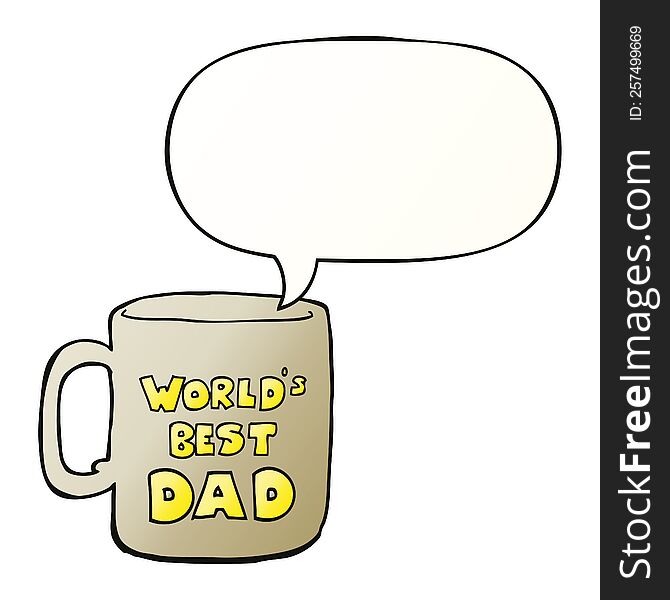 worlds best dad mug with speech bubble in smooth gradient style