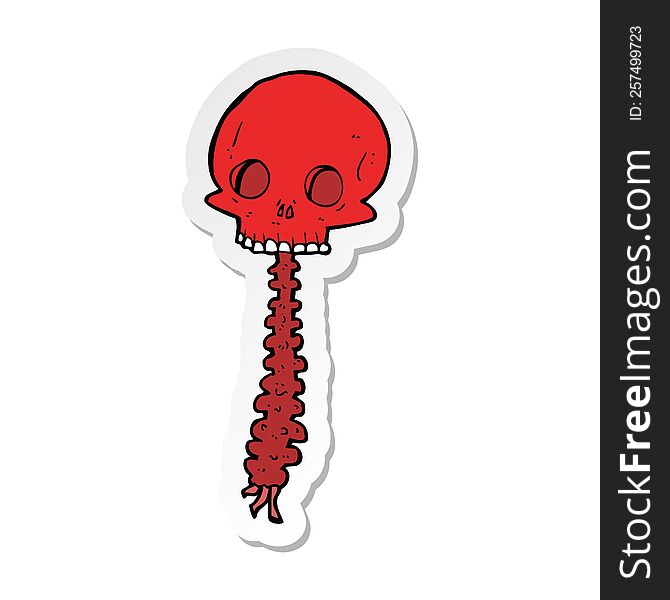 sticker of a spooky cartoon sull and spine