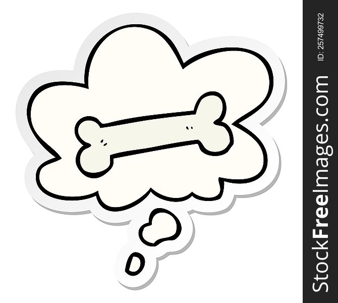 cartoon bone with thought bubble as a printed sticker