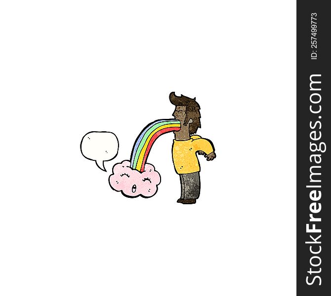 man vomiting out rainbow cartoon