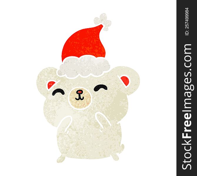 Christmas Retro Cartoon Of Kawaii Polar Bear