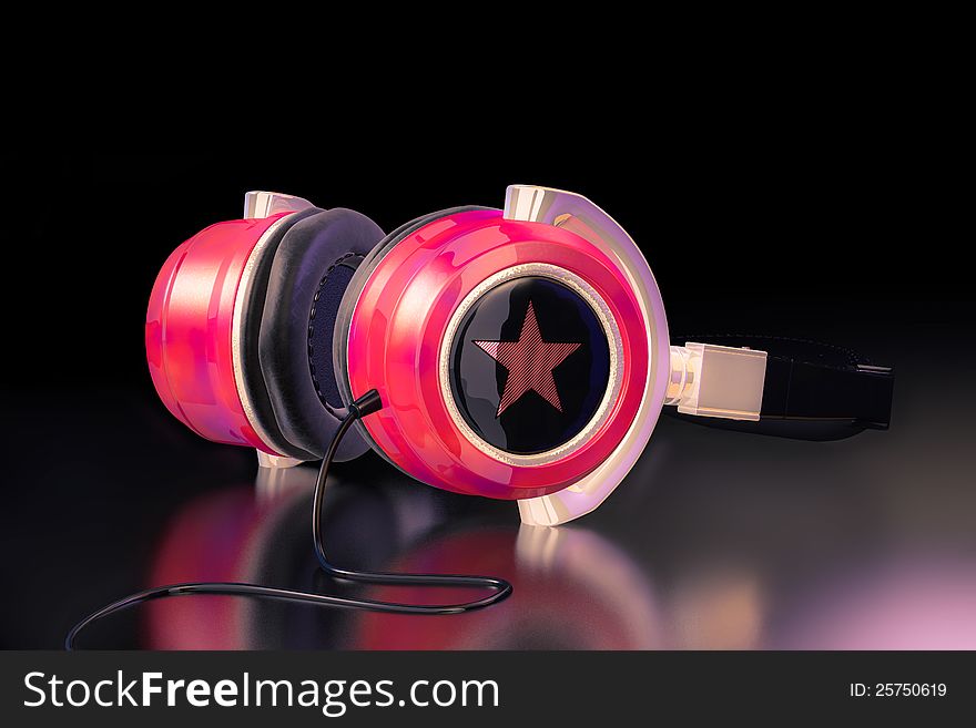 3d image of red headphones