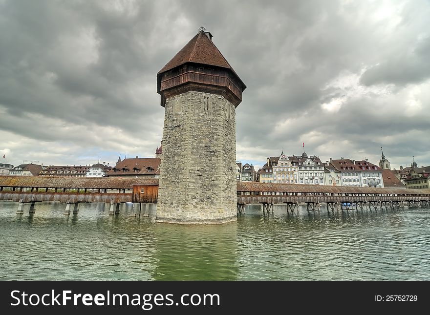 The historic Chapel bridge at Luzern, Switzerland. The historic Chapel bridge at Luzern, Switzerland