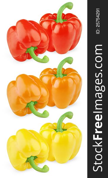Set of colorful sweet peppers isolated on white