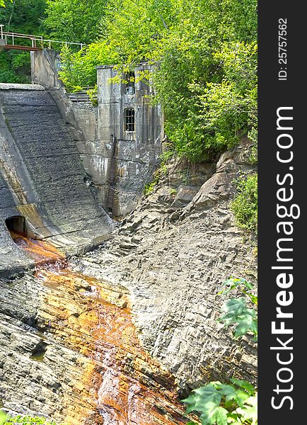 Ruins of an abandoned hydroelectric dam. Ruins of an abandoned hydroelectric dam