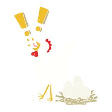 Flat Color Style Cartoon Chicken Laying Egg Stock Image Flat Color Style Cartoon Chicken Laying Egg Stock Image