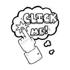 Click Me Thought Bubble Cartoon Sign Royalty Free Stock Photography