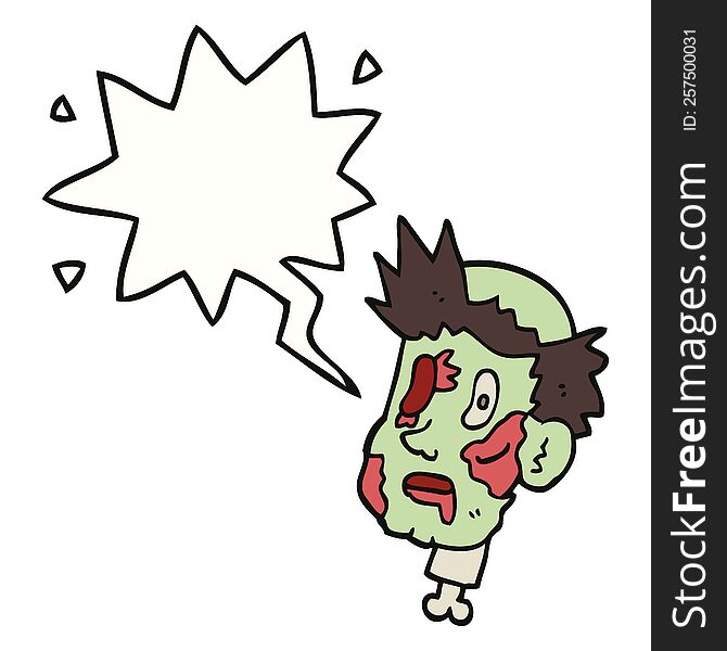 Cartoon Zombie Head And Speech Bubble
