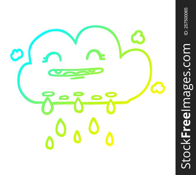Cold Gradient Line Drawing Cartoon Rain Cloud