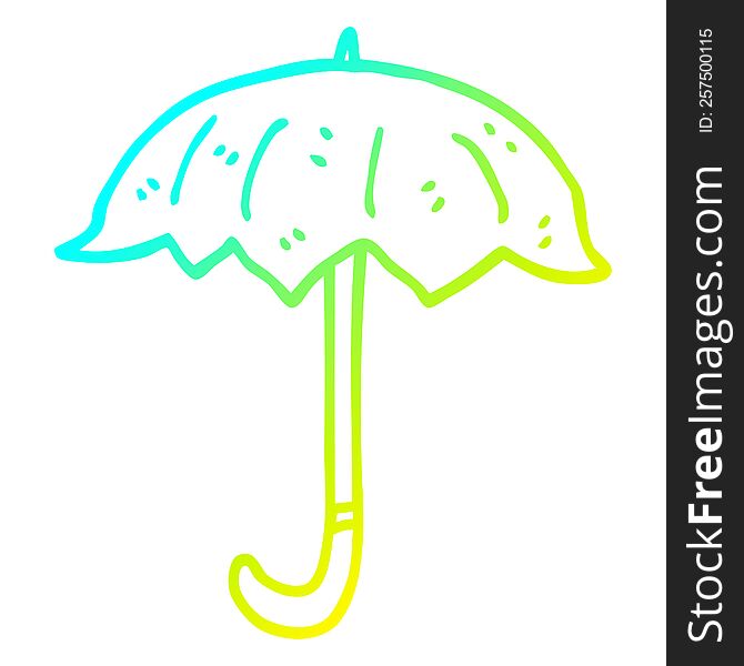 cold gradient line drawing of a cartoon open umbrella