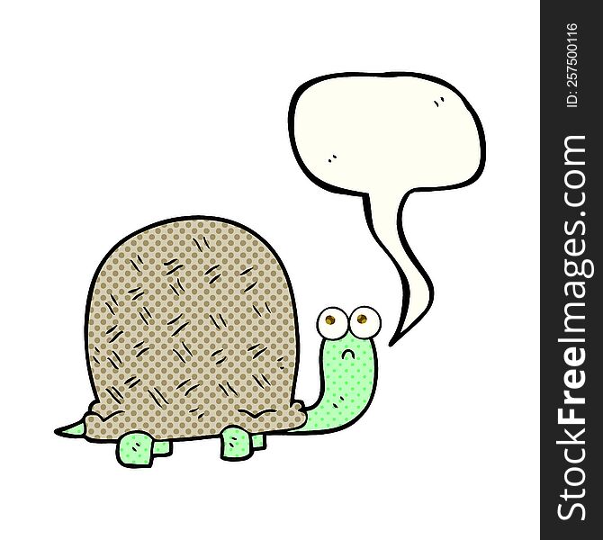 freehand drawn comic book speech bubble cartoon sad turtle