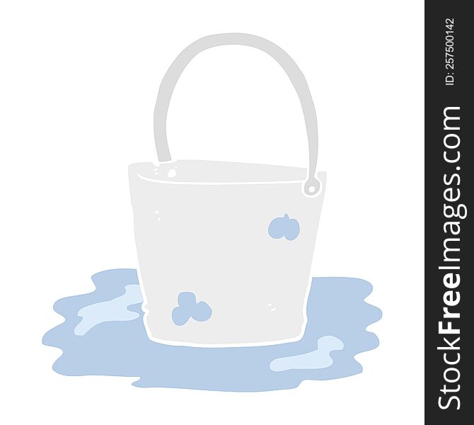 Flat Color Illustration Of A Cartoon Water Bucket