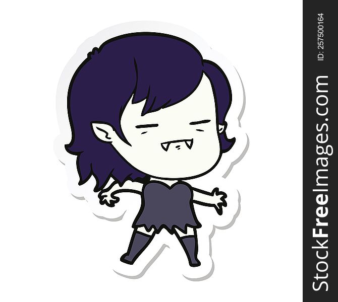 Sticker Of A Cartoon Undead Vampire Girl