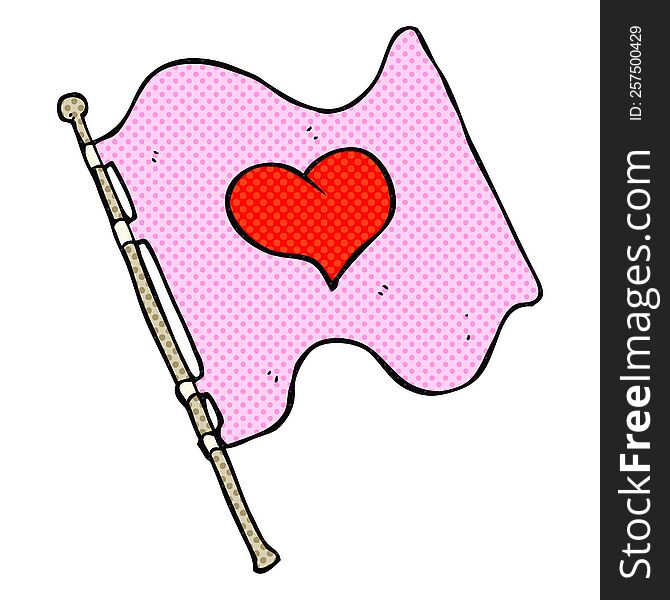 freehand drawn comic book style cartoon love heart flag