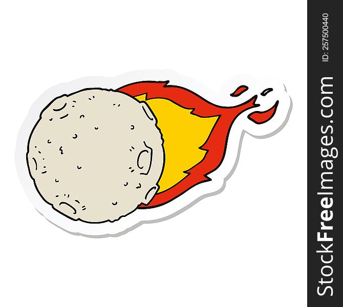 Sticker Of A Cartoon Meteorite