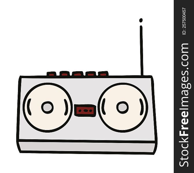 cute cartoon of a retro radio. cute cartoon of a retro radio