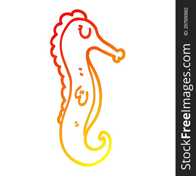 warm gradient line drawing cartoon sea horse